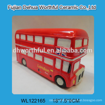 Novel style ceramic money boxes in bus shape in high quality